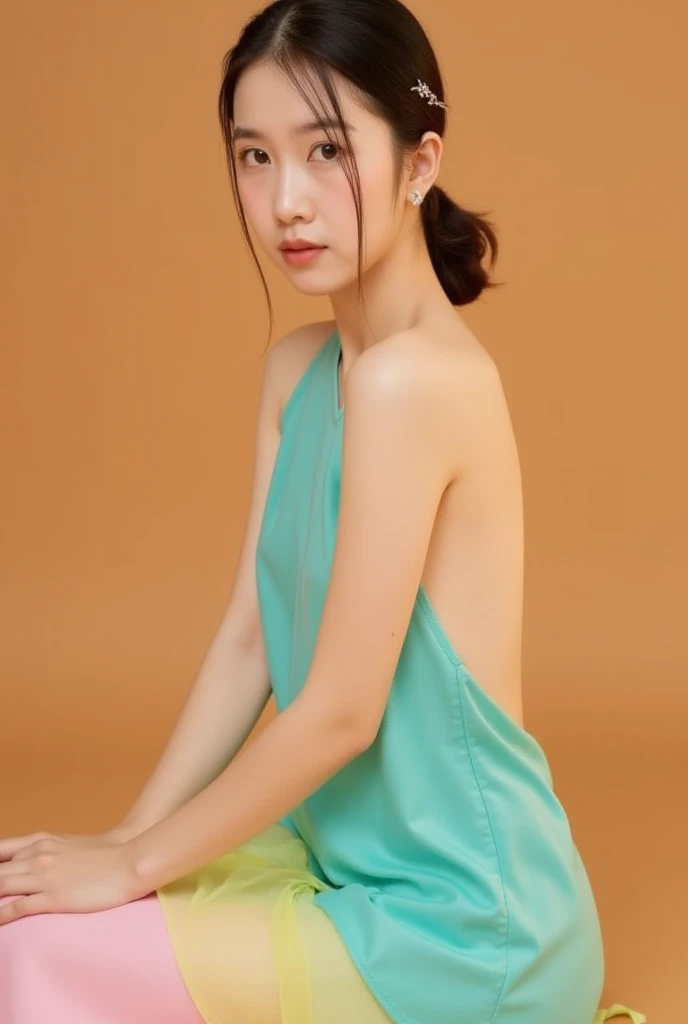 (Tabletop,supreme beauty,masterpiece,Dynamic Angle,Depth of written boundary,135mm,Super detailed,high quality,Awards,最high quality,High resolution,8K,Beauty,Idol,Realistic,Photorealistic,Correct skeleton,Biologically correct),(put a white towel around your neck:1.5), (Shorts:1.3),Cleavage,(Black background),(Beautiful back:1.2),(Side Shot),(Big Ass)