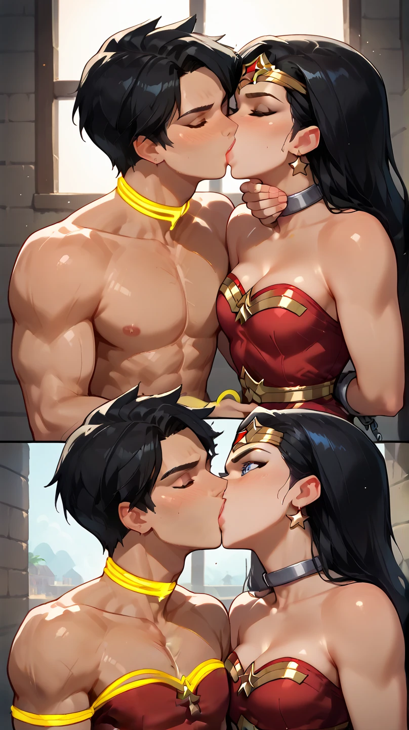 (((Poison Ivy))), (((Superman))), High quality, best quality, masterpiece, (((1boy, 1girl))), (((hetero:1.5))), mature woman, curves, (((long wavy redhead hair))), green eyes. cleavage. (((woman wearing black strapless leotard))), nsfw, (((couple focus))), (((lots of cum, ejaculating huge load))), (((ahegao, screaming orgasm face))), (((rape, rough sex, large penetration, suspended congress, carrying sex, upright straddle sex, leg lock, torso grab, massive creampie, huge thick penis, stomach_bulge, large breast, breast sucking))), (((side view)))