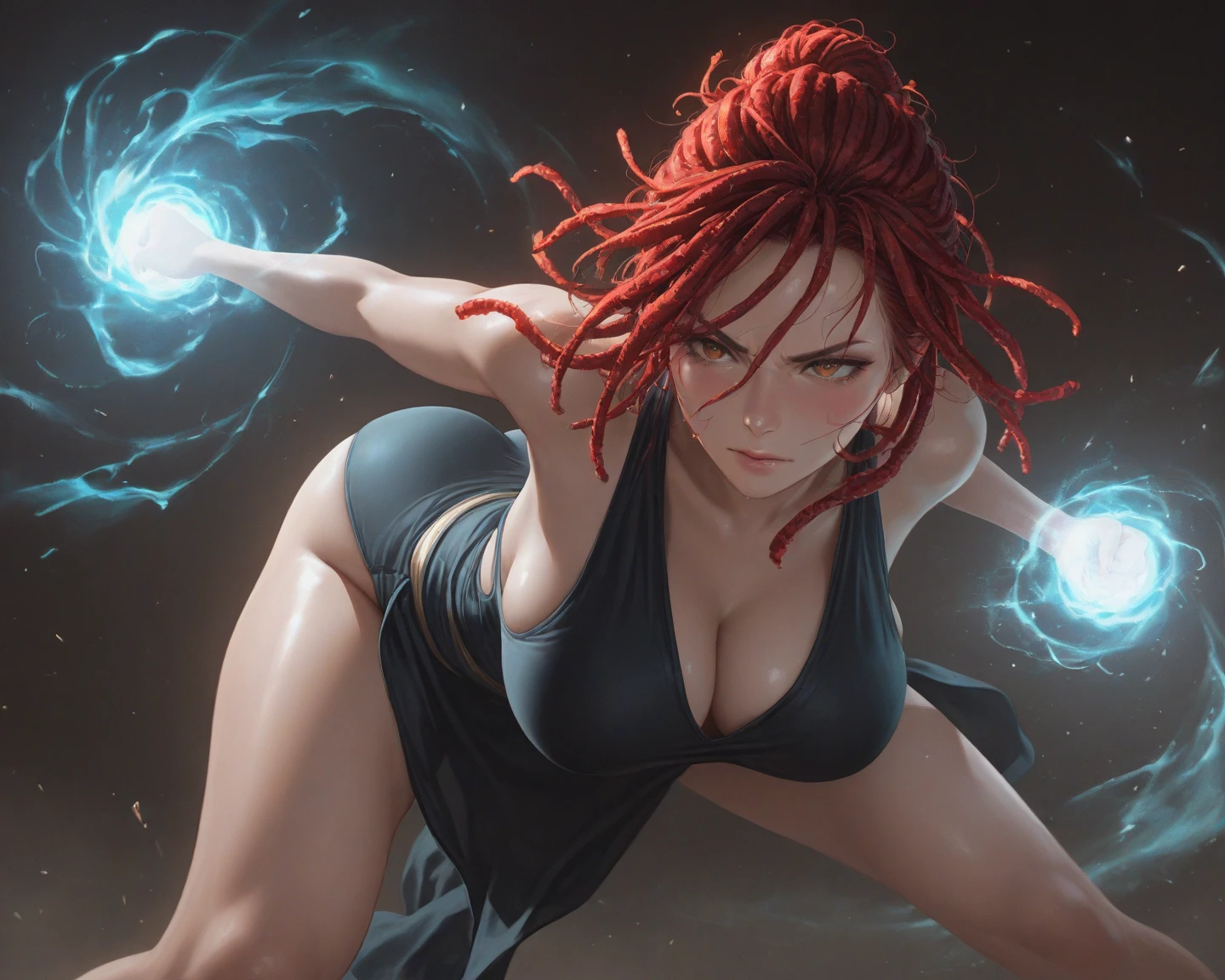 ((nami ONE PIECE))(solo)(Ela tem grandes olhos azuis brilhantes)(glossy and red lips) (((longos cabelos lisos laranja)))(Dark shadows compose)((Seios muito enormes)) (Corpo fino perfeito) ((wear mini bikini and gloves)), (coroa) ((Posando sexy)) (master part, High definition, Volumetric lights and dynamic shadows)((master part))(8k)(rosto perfeito)(ultra detalhes) (perfect hands, olho, e rosto) (Poder STSR) (liga cogumelo)