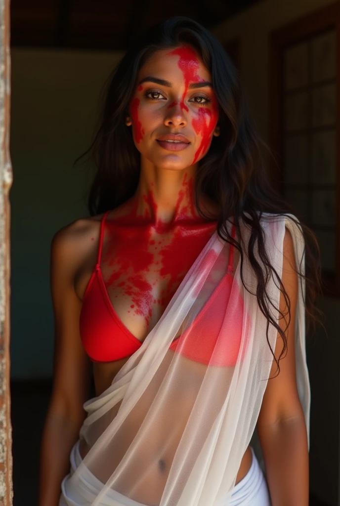 Indigenous people covered in blood 