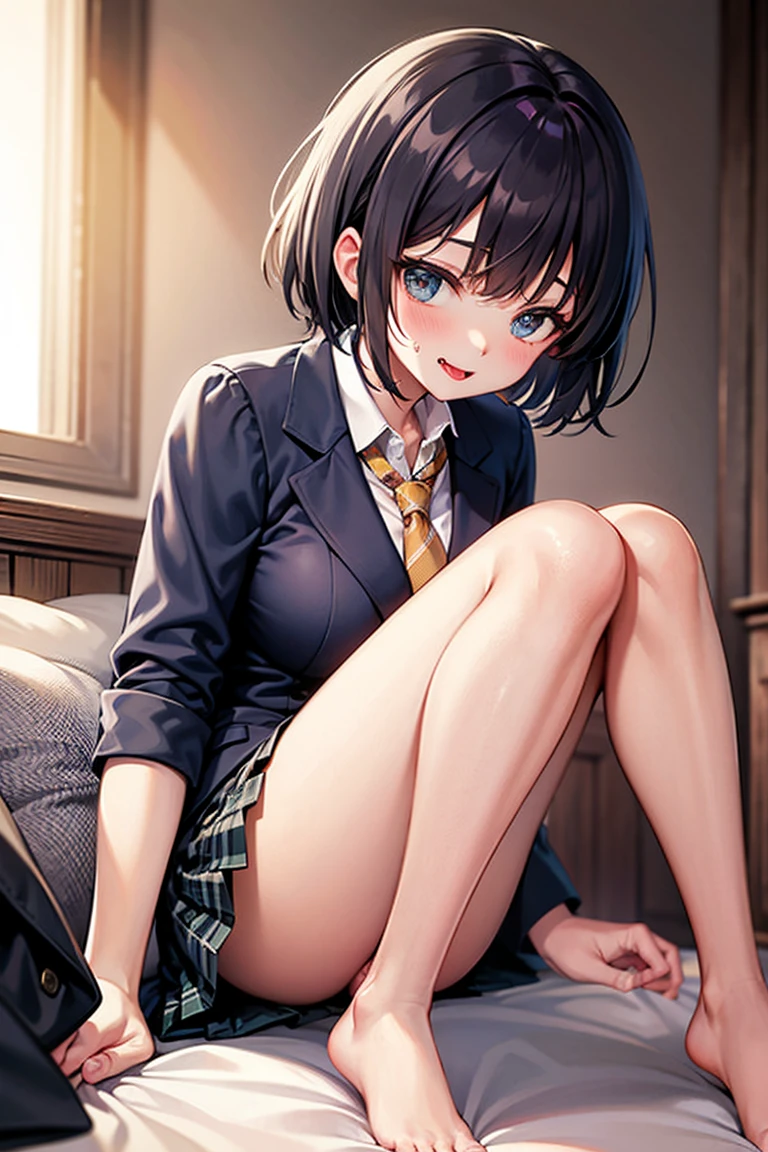 One Girl, Mirai Kasuga, ((Browsing Caution)), Big Breasts,  Navy Blue Blazer, Black pleated skirt, ((Lift up your shirt)), Heterosexual, ((gang rape, Two boys)), Nipples, smile, Embarrassing, Open your mouth, blush, Sweat, Sitting on the couch, ((Please stretch your legs and rest.........)), ((Spread your legs)), Grab your knees, vagina, From below,  (Embarrassing:1.1), (blush:1.2), (orgasm:1.2), charm, (shout:1.1), (Move a row:1.1), Sweat, Heavy breathing, Expansion Division, penis, Sex, Sex with men, night,On the sofa, pillow, break, (highest quality, 8k, masterpiece, Very detailed:1.2), (Lens flare, Particles of light, Shine), Shiny skin,  Very detailedなCG, wonderful, Official Style, Ultra-fine illustrations, In detail, Complex, Complex details, Very detailedなCG unity 8k wallpaper 