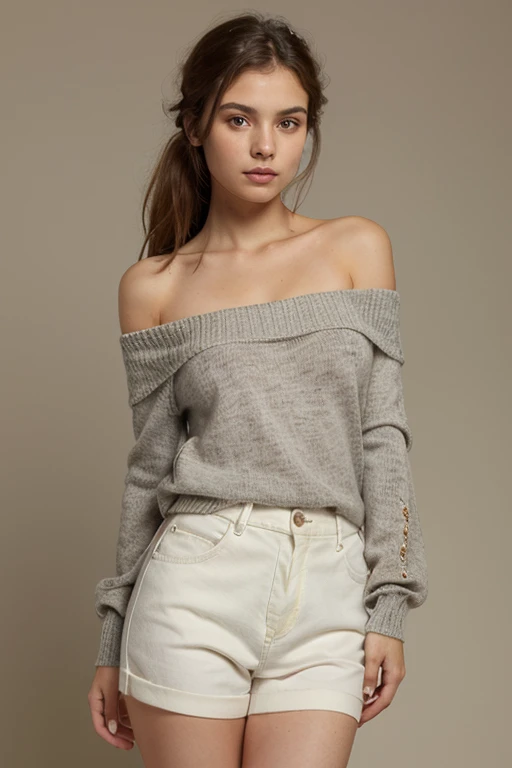 ((Best quality)), ((masterpiece)), (detailed), 1 girl, off shoulder sweater,