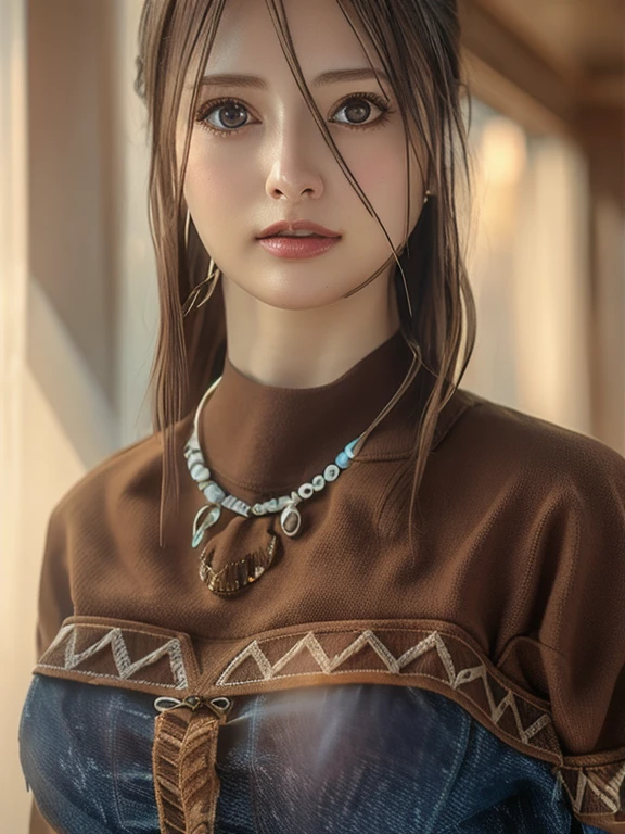 (masterpiece, Highest quality:1.2), One girl, alone,bony body、15 years old、Earrings、Stone Age