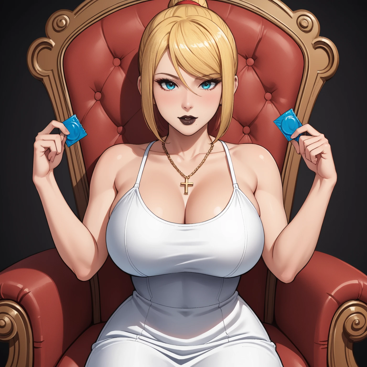 (masterpiece:1.2), white leotard, full body shot, cleavage, gorgeous woman, clone, barcode, blonde, slave collar, tight clothes, pixiecut hair, short hair, bobcut hair, shiny texture, dramatic lighting, intense gaze, surreal landscape, vibrant colors, ethereal atmosphere, intricate details, artistic photography
