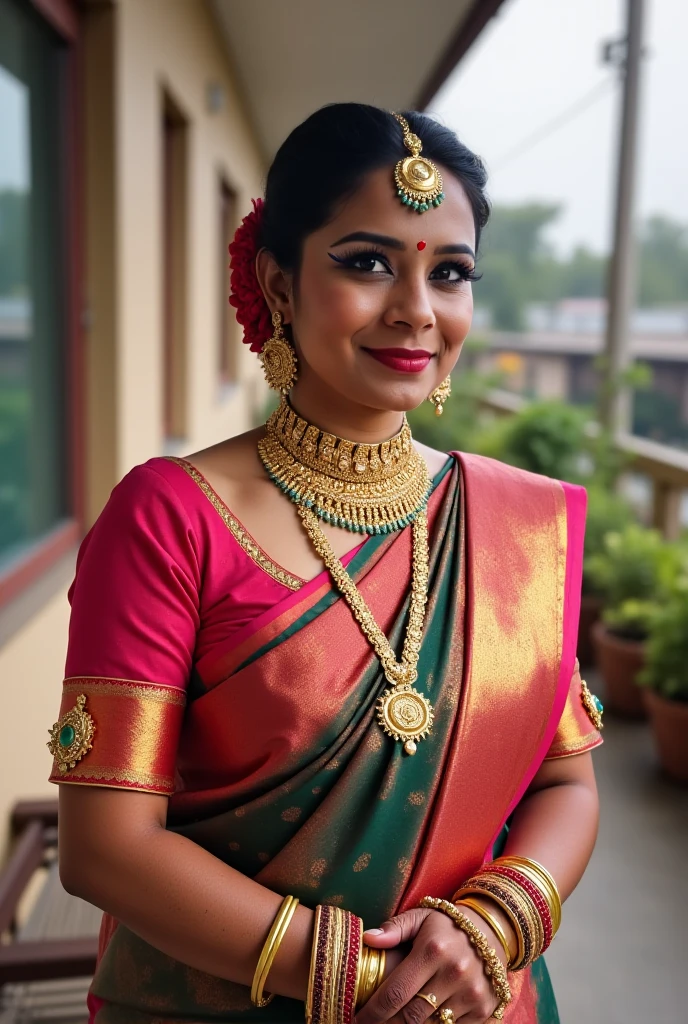 Photo of a woman wearing bridal saree <lora:bridal_saree:0.6>, , RAW photo, detailed skin, 8k uhd, dslr, soft lighting, high quality, film grain, Fujifilm XT3
