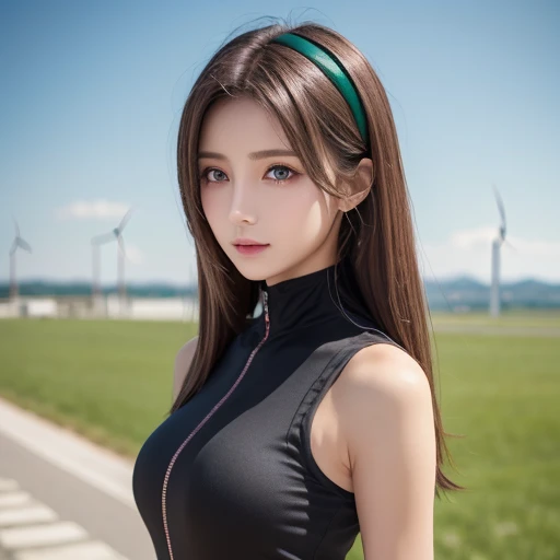 Planes、runway、Exposed nipples、Air Force Pilot、There's a pilot'S helmet、look up sky。dark green flight suit、High exposure、Photorealistic images of solo idols, Morning Musume inspired by Eri Kamei, Radiates charm and beauty with plenty of bust and subtle exposure of cleavage. The image is、Must reflect a real person of the highest quality, Powered by Ultra-HD (16 K) resolution, crisp detail, Vivid colors, Dynamic Range, Soft bokeh, Fine texture, Realistic realism, Pin Sharp Focus. The camera setup is、Nikon D850 and NIKKOR Z 58mm Boobs Boobs Boobs Boobs F。/0.95 S Noct lens, The setting must be ISO 64, F/0.95, Shutter speed is 1/60. --ar 16:9 - V5.1 --Style raw --Q 2 --S 750