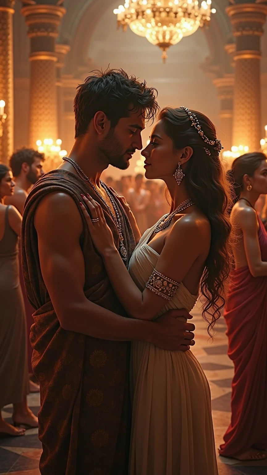 Men has with no clothes and good body in the graden and Horseback riding with butiful princes has big noun they go to the castle ,they walk to the room in the castle