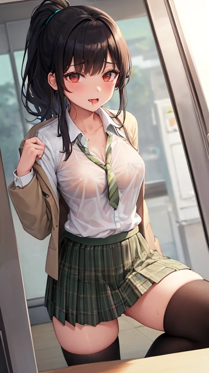 pieces fly,masterpiece,highest quality,Super detailed,High resolution,High resolution,8K portrait,unity,8k壁紙のHigh resolutionCG,unity 8k wallpaper,cute type,a bit:1.5,:1.5,Highly detailed CG unity 8k wallpaper,realistic,real person,cute type,a bit,portrait photography,shiny skin,High resolution,(:1.3),(1 girl),beautiful clear eyes,very detailed explanation,delicate face,nice lips,slender body,thin waist,thin feet,(on the train:1.6),cute type,perfect face,seriously,(blush:1.5),(cute:1.5),(black bun hair:1.3),((medium breasts:1.3)),same,(school uniform:1.2),((clothing lift:1.5)),(I have nipples:1.2)、detailed explanation,vagina,vaginaを表示,spread,feet,spread、((vagina内で絶頂:1.5))