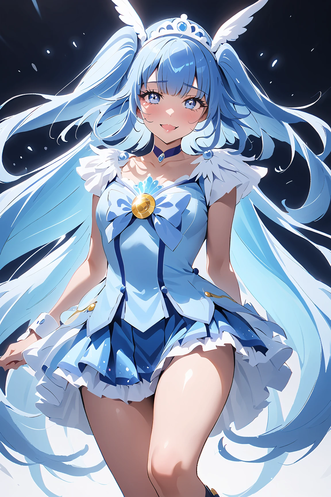 highest quality、 8k、 Beautiful girl、 Nice、 Beautiful Hair、 Beautiful Eyes、 Beautiful Skin、Beautiful feet、Beautiful arms、Perfect Fingers、 very cute、 very cute、light blue、Long Hair、、Magical girl、Sailor、leotard、slender、Embarrassing、blush