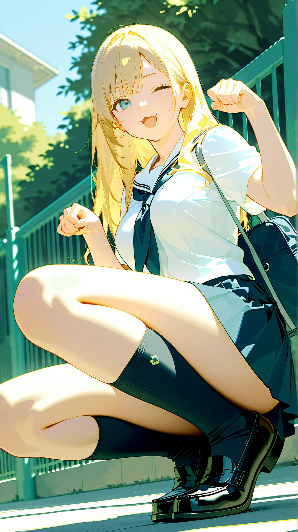 Super resolution video、8K、highest quality,One Girl, alone,cute,Innocent Beautiful Girl,Flat Chest,A beautiful face that still retains a youthful look,Summer sailor uniform,Mini Pleated Skirt、The hairstyle and hair color change randomly.,Sitting on a bench、Embarrassed,Staring at the audience,Beautiful eyes, Delicate depiction,She spreads her legs and shyly shows off her panties、She shows off her white frilly panties to the viewers.、Cute design panties、