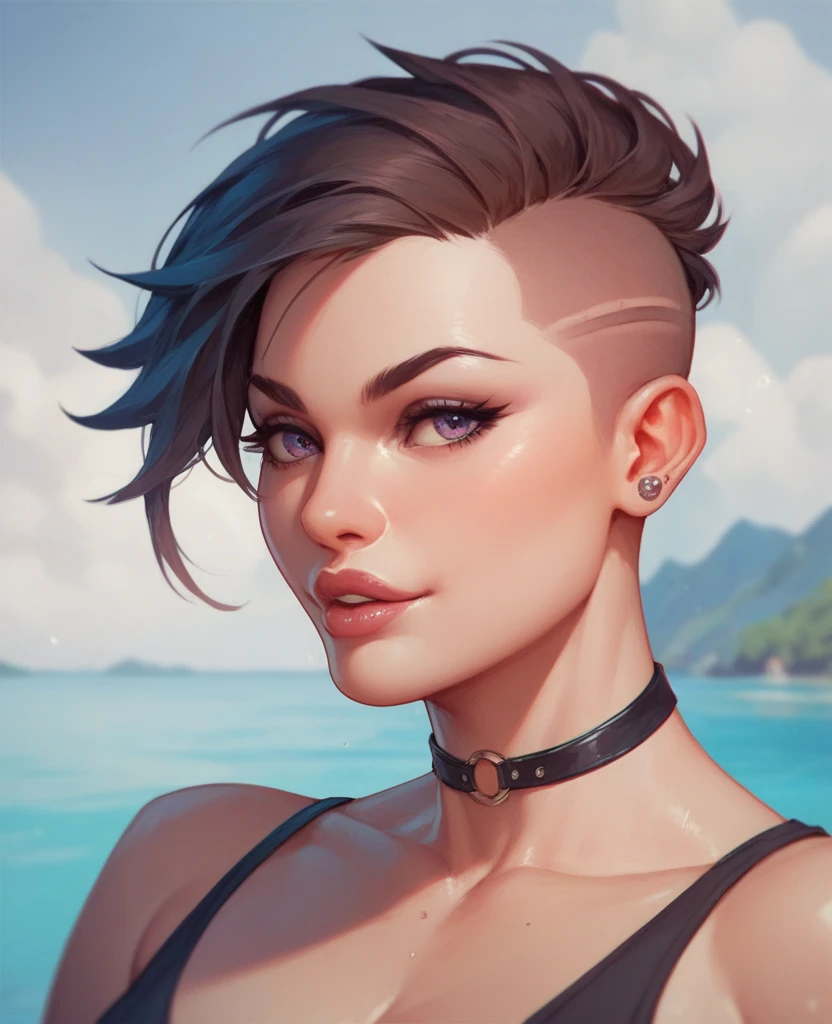 (masterpiece, best quality), 1girl, Toffee Short Faux Hawk with Skin Fade, Size D breasts, <lora:rkrk12_(27519319)_style_v01:0.8>