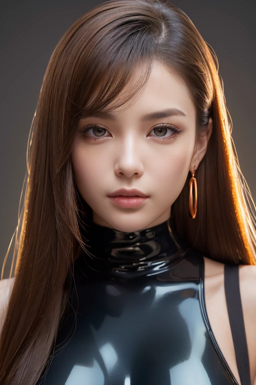 best quality, masterpiece, (realistic:1.2), 1 girl, brown hair, brown eyes, Front, detailed face, beautiful eyes, batman suit