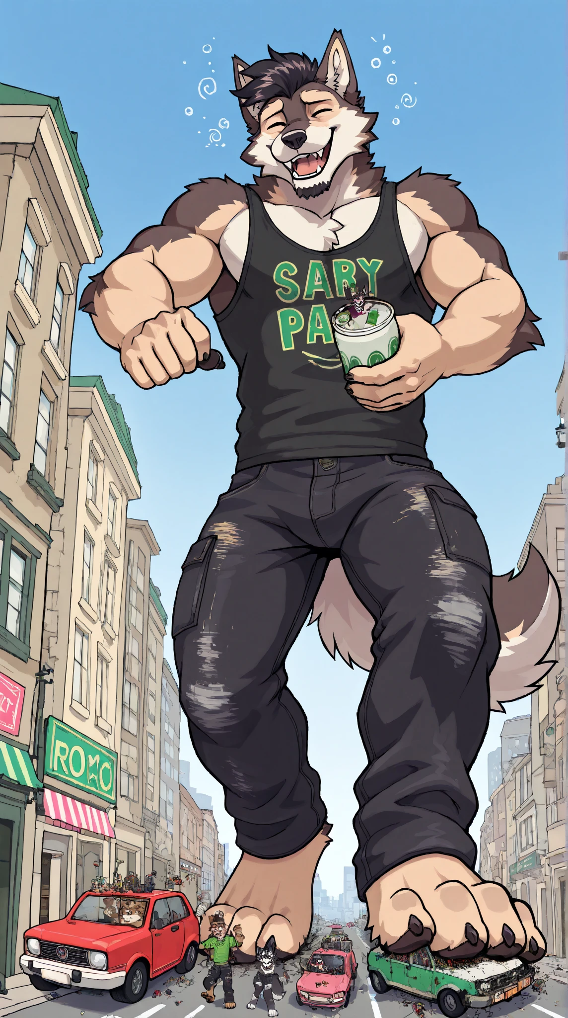 Exquisite lines,best quality,Perspective。university student,male,Light green fur,Dog Orc,Tall height,White shorts,Wears green short sleeves,White shoes,Blue pupils,Walking around,Background bustling city,night