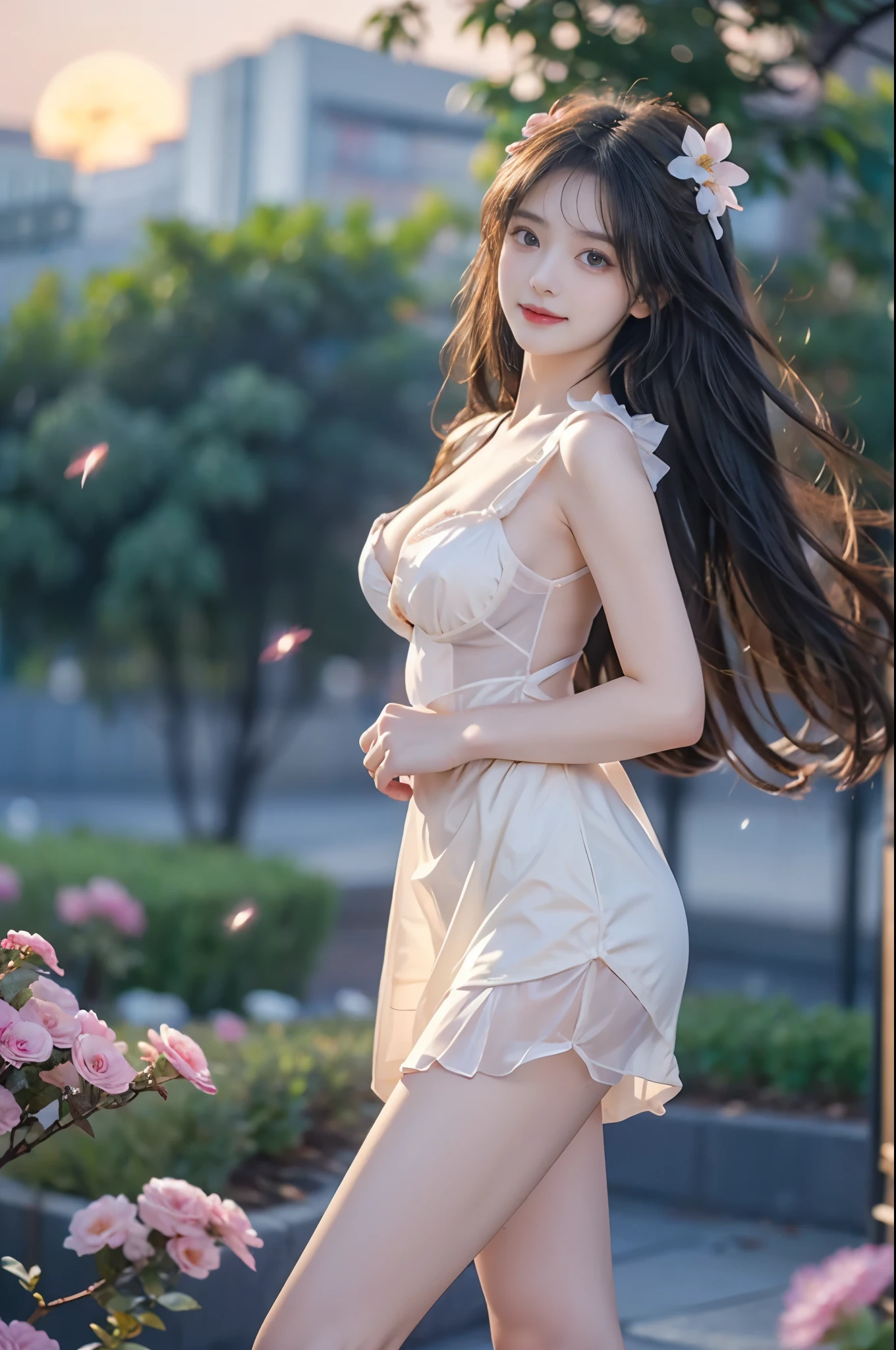 (RAW photo:1.2), (realistic), beautiful detailed girl, very detailed eyes and face, beautiful and fine eyes, huge file size, High resolution, very detailed, highest quality, [table top:1.6], figure, very detailed, small details, highest quality, 8k wallpaper, movie lighting, 15 year old Japanese junior high school student, long hair, sing in white underwear, Earnest look, Under a star-filled sky, sing on a small hill, Fantastic sight, underwear only, slender body, young face, small breasts, A ray of light descends from the starry sky, 