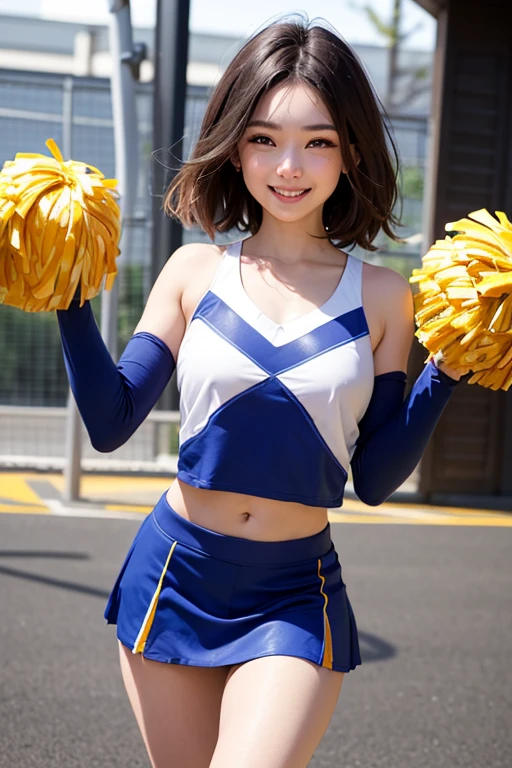 Panties visible through the skirt, (Japan Cheerleaders:1.3), gros-plan, Photo, Big breasts, (12year old), Young face, Pretty Face, Raw photo, Best Quality, High resolution, (masutepiece), (Photorealistic:1.37), Professional Photography, Sharp Focus, nffsw, 8K resolution, Intricate details, depth of fields, Highly detailed CG Unity 8k wallpaper, Front light, NSFW, femele, girl, beautiful supermodel, Smile, slender, (Vibrant poses:1.3), Back view, thighs thighs thighs thighs, (Twin-tailed, poneyTail, scrunchie:1.3), (Super long hair:1.3), Taken from the ground, (Wear bonbons only on your hands:1.6)