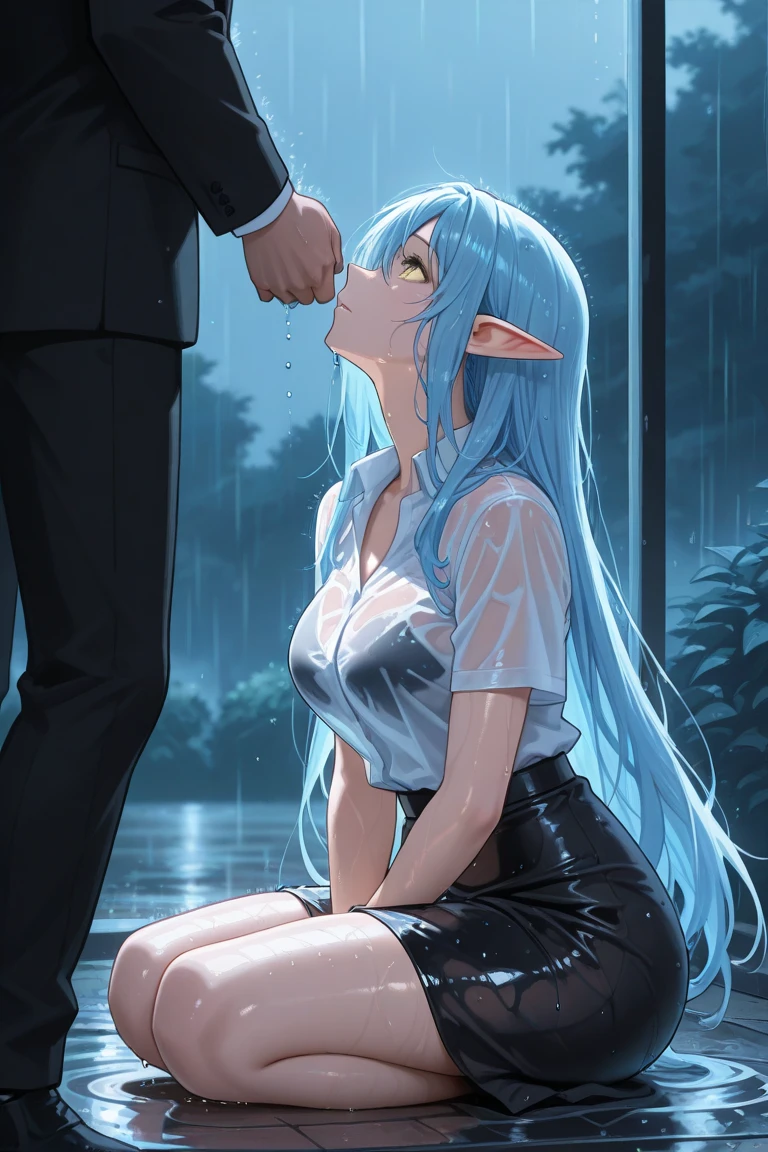 (1 beutiful girl:1.1), (mint blue super-long hair:1.2),(wet hair:1.1), (sobbing:1.3), (blush:1.3), (trembling:1.3), (open mouth), (cum on face:1.2), (water eyes:1.2),medium breasts, (excessive cum on girl:1.3), (sweating), (hydrated skin), (priest clothes:1.3),(armspits:1.2),  (Calf of leg:1.2), (lying on back), (lying on ground), in ghost town, break, (gangbang:1.3), (2 guy), (extra large penis:1.2), extra large penis, (vaginal sex:1.1), (1 man is strangling:1.3), (excessive cum in pussy:1.3),(bukkake:1.2), (facial:1.2), nsfw, pov_strangling