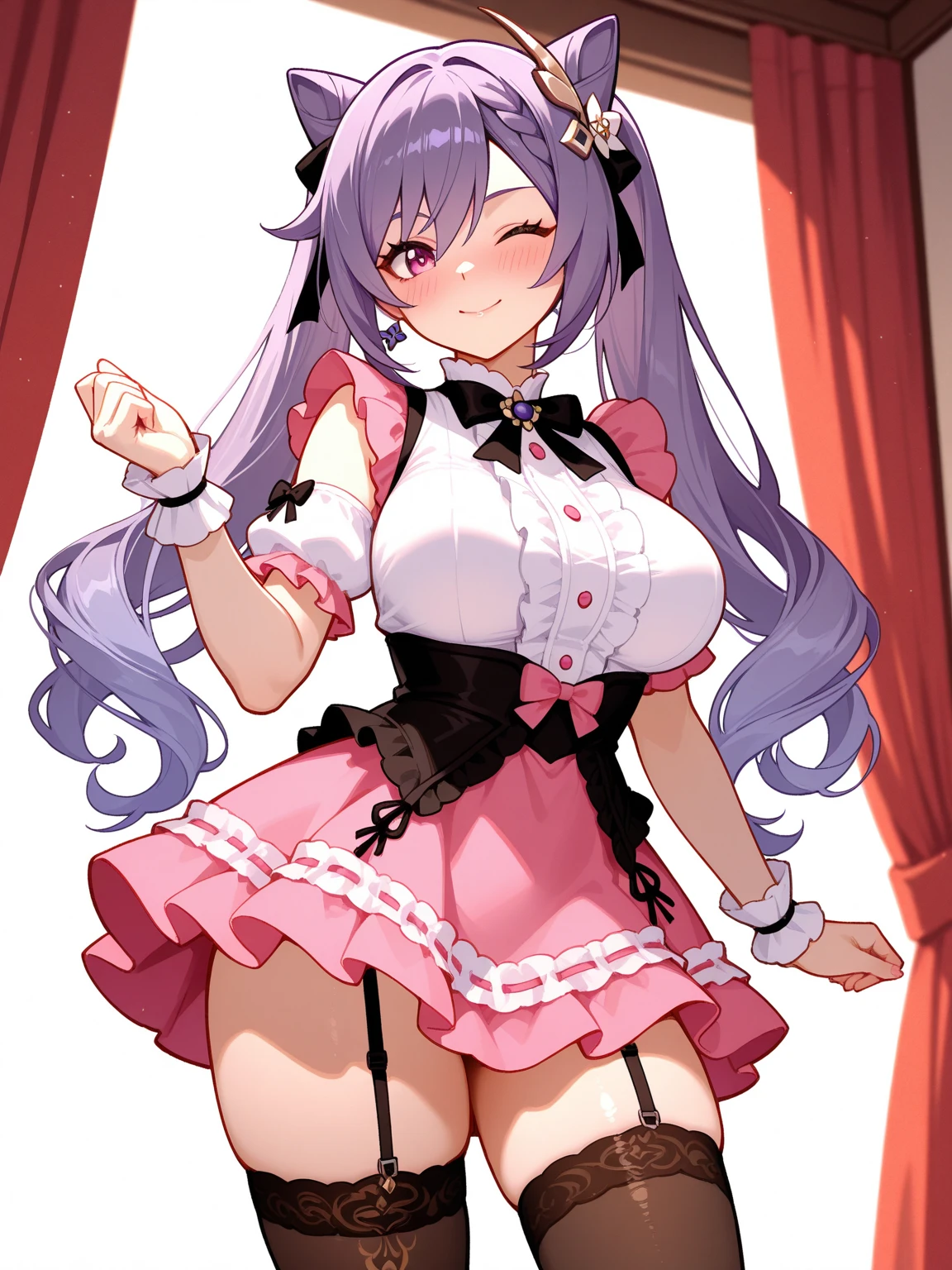(blushing face:1.4), (heart-shaped pupil:1.4), (smiling:1.3), ((full body)), (erotic pose:1.5), (bunnysuit:1.3), standing