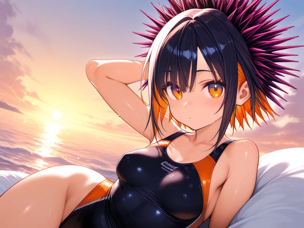 masterpiece, best quality, 1girl, looking at viewer, ultra detailed, <lora:add_detail:0.5>, sunrise, beach horizon, tranquil morning, serene atmosphere, <lora:yamashita_toshinari_FW:1> , juri,