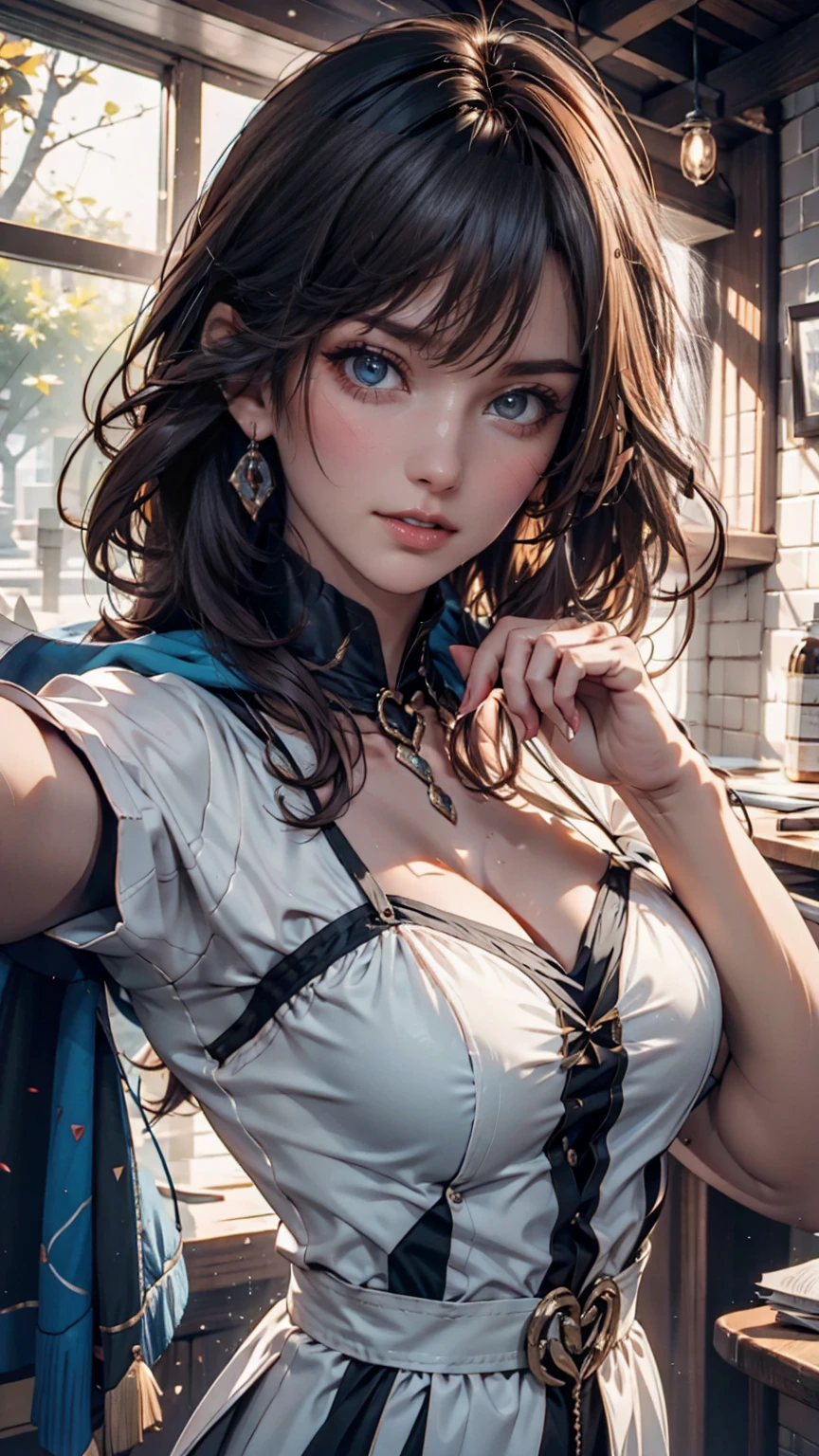 upper body, outdoors, clock tower, city, skyline, stars, close-up, cleavage, perfect face, breasts, (sharp focus:1.2), portrait, ((posing)), (beautiful face:1.1), detailed eyes, luscious lips, ((skindentation)), (bright studio lighting:1.2), depth of field, bokeh, 4K, HDR. by (James C. Christensen:1.2|Jeremy Lipking:1.1), btpt-fc, <lora:btpt-fC_v1.2a:1>, dark, rim lighting, two tone lighting, dimly lit, low key, ,<lora:epi_noiseoffset2:1>