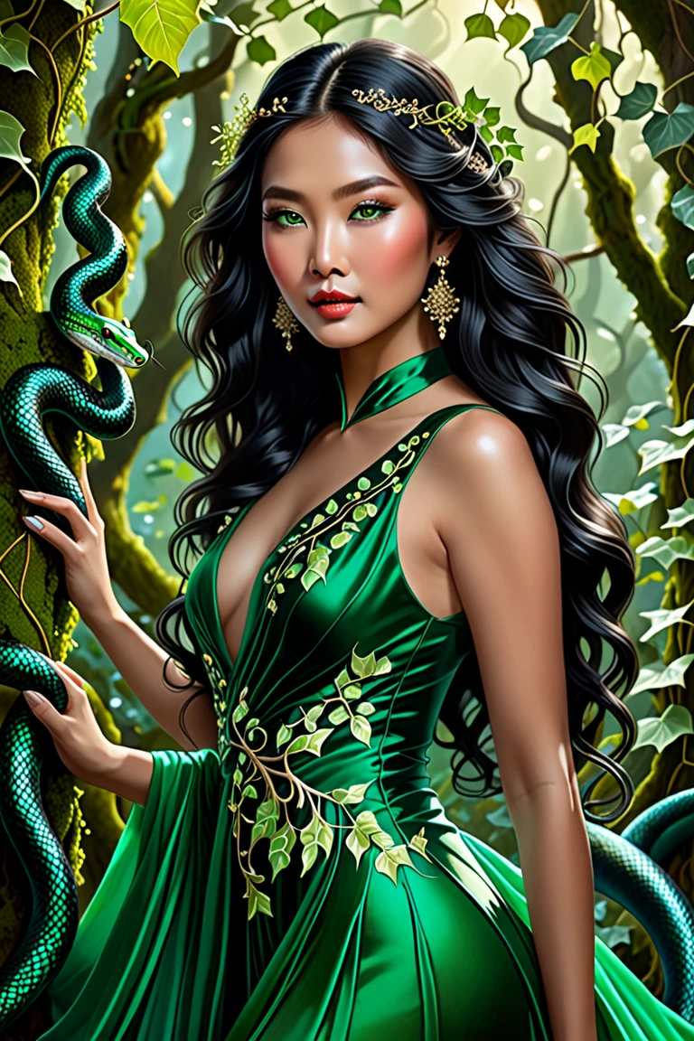 (masterpiece, 最high quality, high quality:1.4), Professional artwork, Complex詳細, vision, Sharp focus, Complex, Hyperrealistic paintings, masterpiece, Cinema Lighting, Topics on pixiv, Surreal painting, Vivid lighting,
LuluFFX, Hair on one eye, Mature Woman, Mature Woman, Are standing, Hands on hips, fantasy forest background, Full Body Shot,
(Thick Hair, Black Hair, Hairpin:1.1), Hair Bun, Ultra-detailed textures, Super detailed hair, Ultra Detail Face, Perfect Eyes, Perfect Face
(Brown Iris:1:1), Brown eyes, View your viewers, Grin,
naked,
Large Breasts, Cleavage, Big Ass,
