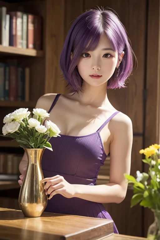 (masterpiece:1.3, Highest quality), (Realistic, photoRealistic:1.4), Beautiful illustrations, (Natural Side Lighting, Cinema Lighting),
Looking down, whole body, From below, 1 person, Japanese, (reception), 20-year-old, Perfect Face, (Perfect Anatomy), Cute and symmetrical face, Glowing Skin,
(Long Hair, ponytail, Black Hair, Pink hair ribbon), Swept-apart bangs, Dark blue eyes, Slanted Eyes, Long eyelashes, (Large Breasts: 0.8),
Beautiful Hair, Beautiful Face, Beautiful attention to detail, Beautiful clavicle, Beautiful body, Beautiful breasts, Beautiful thighs, Beautiful feet, Beautiful fingers,
((Very detailed costume, Square neck ivory dress, )),
(Beautiful views, Depth of written boundary, Detailed Background), evening, (Office Room), indoor, Overlooking:building, Are standing, (smile),