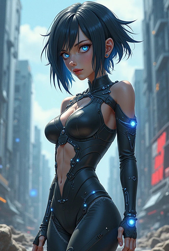 neon cyberpunk beautiful arab woman in middle of composition, (((ultra detailed flat earth futuristic city ))), beautiful arab model, detailed and intricate (((space background))), featuring high-tech holographic projections and sleek architecture, nebula and black hole, art by (((Syd Mead, Masamune Shirow, Dylan Kowalski))), highly detailed photo realistic, (((cell shading))), god rays, ultra sharp focus, ultra high quality, vibrant, (very enormous breast:1.7), (bare breasts:1.4), shiny latex is black, latex stockings, long black hair, (shiny skin:1.4), shiny lips, very big ass, symmetrical detailed face, toned, sexy, masterpiece