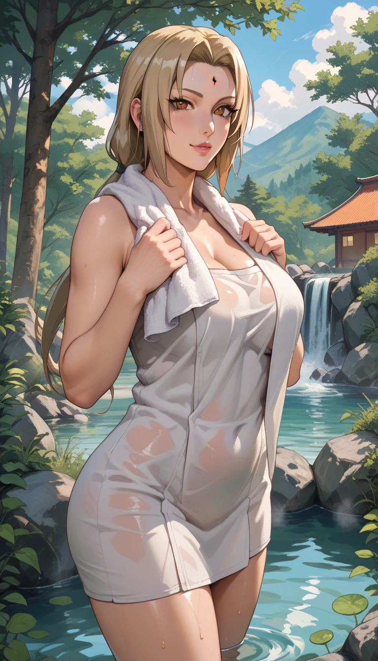 (hyperrealistic)、2 Ancient peasant women、 immensity beauty High level image quality high resolution realist、blonde woman, middle aged woman、((Big big))、texturas standingl detalladas、超Una high resolution、realist、Voluptuous body shape、a smile、beauty de mediana edad、Beautiful expression、detailed green eyes、long fluffy silver hair、a smile、Textura standingl muy delicada y detallada. big red lips, standing, naked, pink skin, View from below, huge butt, River, Hot Springs, shame, pink skin, explicit