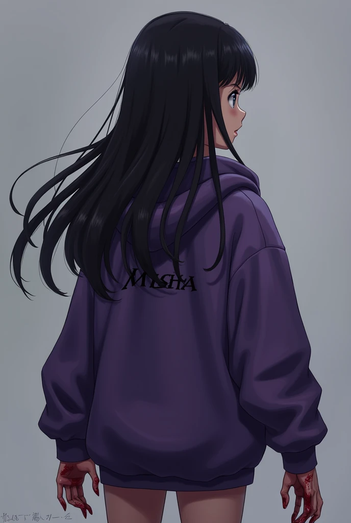 Anime Woman facing back like her head sidewearing jacket with the logo of the game Call of Duty and with my name Akira_Aika_