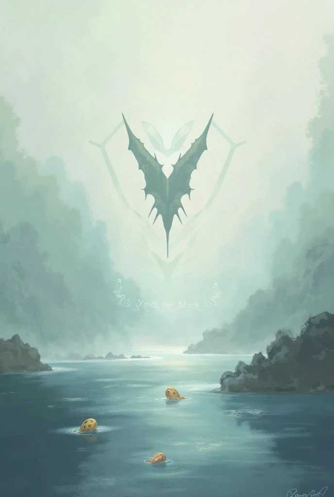 Dark creatures in the misty sky, with red eyes. 