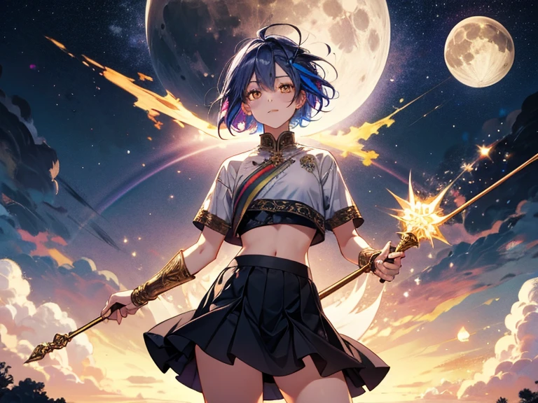 <lora:An25-003oc-EEE_noob_v1.0a1-000210:1>, <lora:nyalia:0.8>, nyalia, (fisheye:0.6), feet foucs, low angle, 
1girl, solo, EEE, x hair ornament, medium hair, dark blue hair, small breasts, 
white sailor collar, dark blue serafuku, white bowtie, no pants, long shirt, 
standing, holding mage staff, cast fire magic, magic circle, magical girl, fighting stance, 
outdoors, star sky, night, street, downtown, 
best quality, amazing quality, very aesthetic, absurdres, beast quality, masterpiece