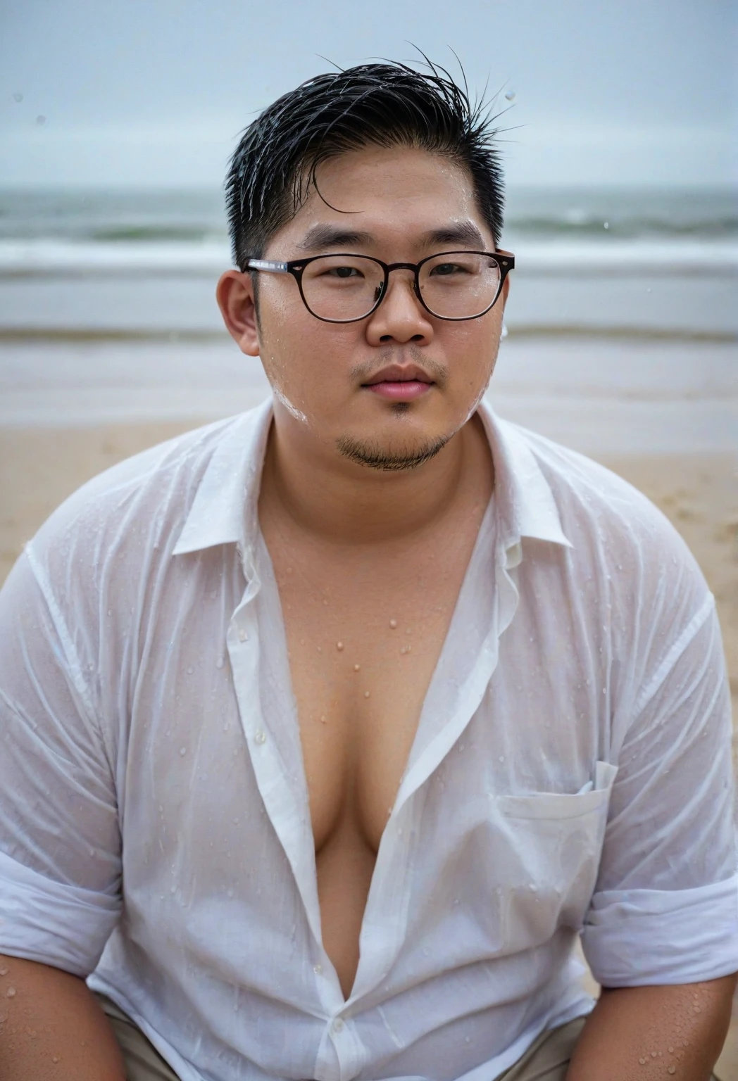 fullbody, Completely naked, NSFW, Semen drips all over my body，wear a shirt， (((small penis)))，(((single)))， (((manly eyes)))， (((Japanese)))，outdoors，nature，blue sea，crying face，Sad face，pants，reality，khd， Super huge，half human, Half Asian black bear, (((naked young man))), (((Completely naked)))，no pants, East Asian slightly chubby young man，A slightly chubby teenage young male student, gay
