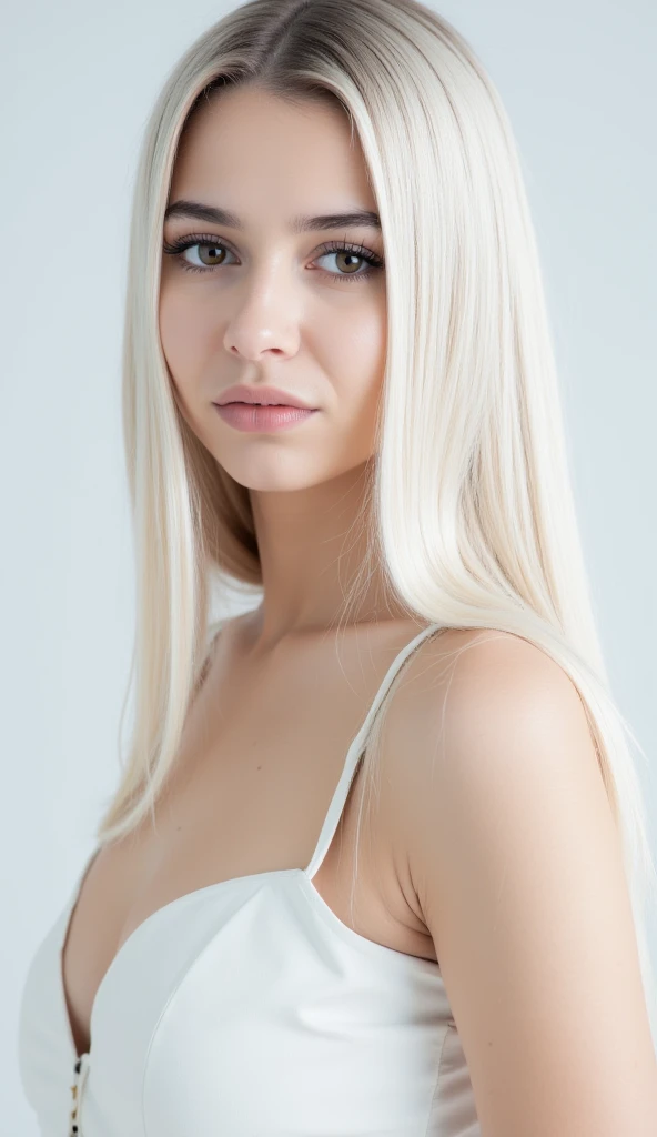(masterpiece, best quality:1.5), (ultra detailed, high resolution, 8k, beautiful detailed, UHD, best anatomy), white hair, flat breasts, 1 cool girl, full body shot