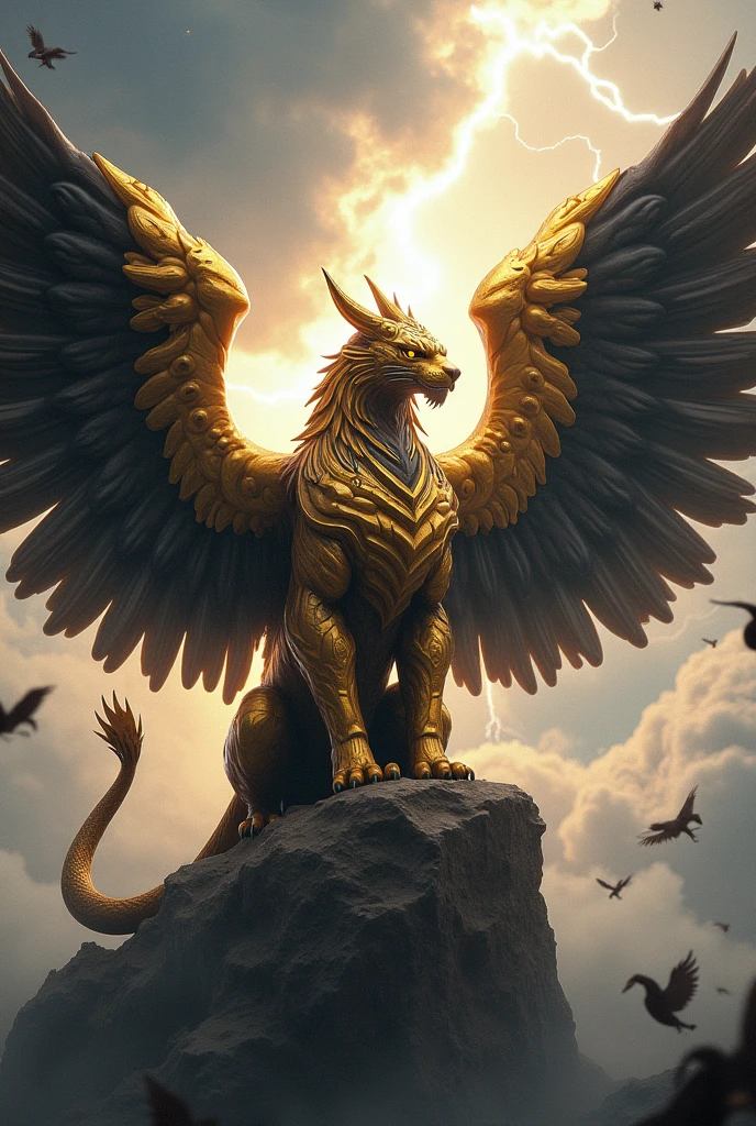 MYTHICAL BIRD "PHOENIX"  PURPLE GOLD COLOR