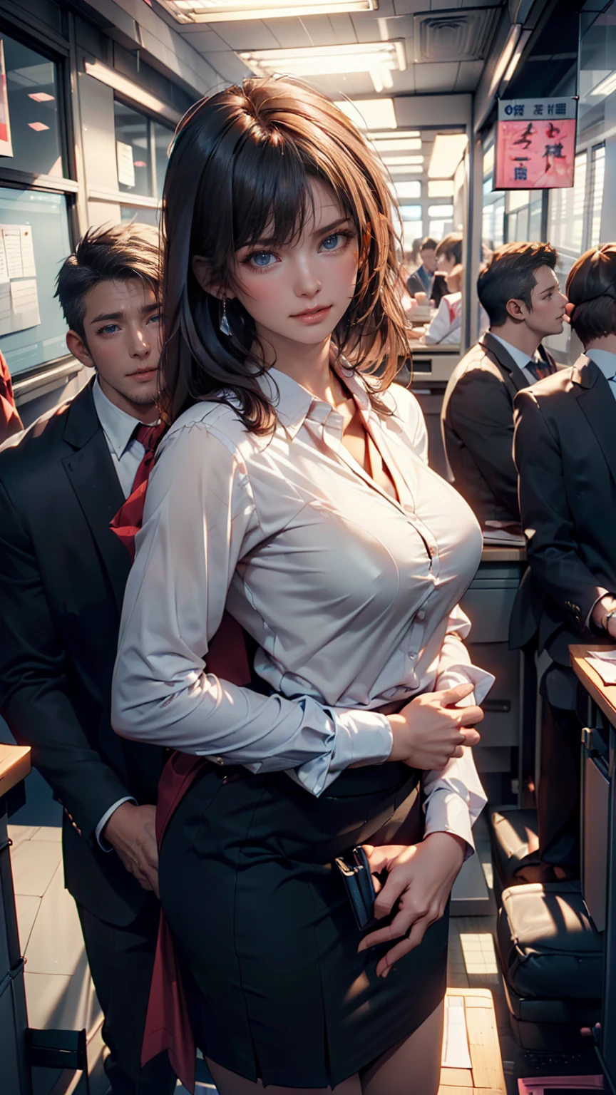 Train crowded several men Holding her from behind and talking in her ear,other men picking her up on their lap,picking her up,mini white skirt swinging up, 40k, photography, masterpiece, best quality, dark gray background, (1girl blue eyes and blonde hair soon curly), big ass full breasts until waiting wearing, (mini skirt swinging sexy round:  1.3), (white plunging open shirt: 1.3),elderly man leaning against the back picking her up,assorted poses.