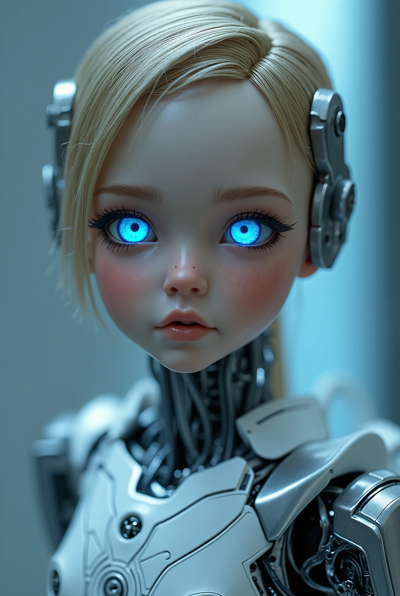 Translucent ethereal mechanical girl，garota futurista，Mechanical joints，garota mecha，Fundo urbano futurista