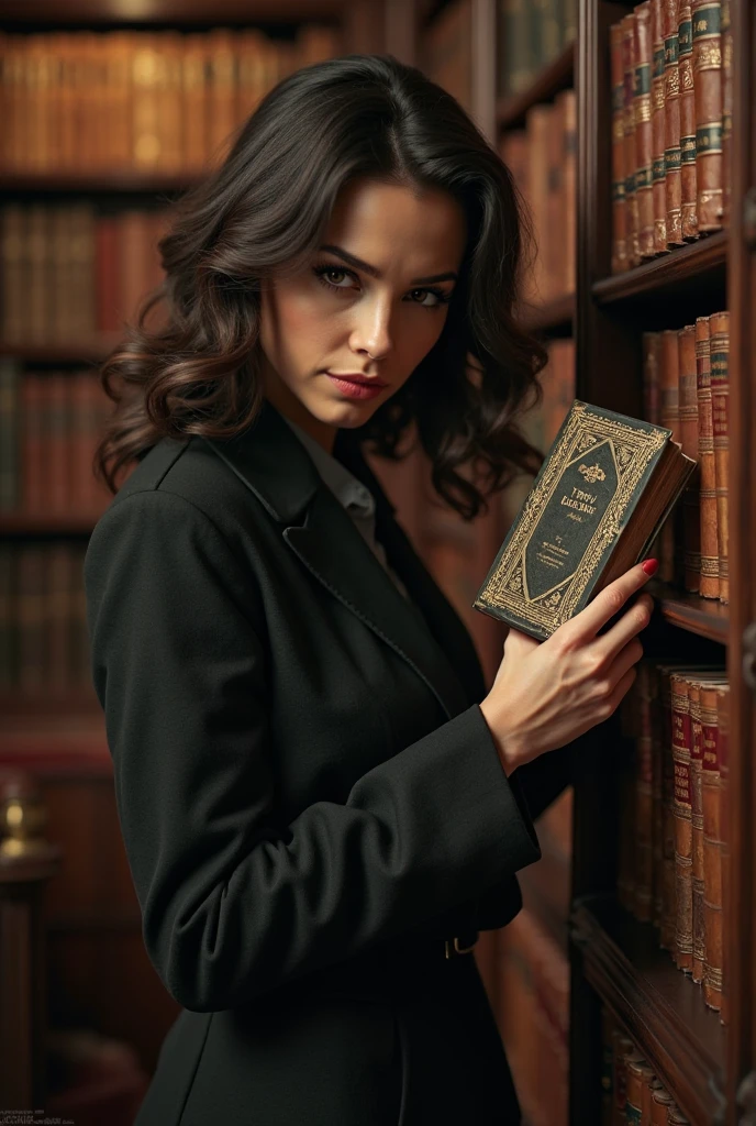 Nina Dobrev, sexy prostitute outfits, studies in the Hogwarts library, sitting at a table in front of a pile of books, short wavy hair, instagram pose, full body, complex, seductress, smiling, small breasts, at night, Highly detailed, digital painting, ArtStation, Concept art, smooth, sharp focus, illustration, Illustration by Wlop, Charlie Bowater and Alexandra Fomina