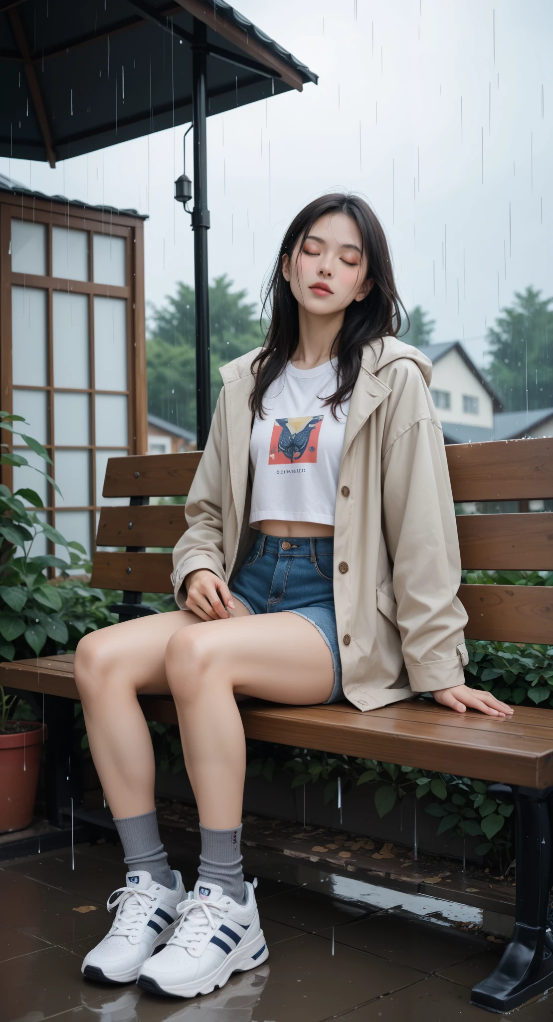 masterpiece, best quality, realistic, colorful, delicate, sharp focus, (PureErosFace_V1:0.5), (detailed beautiful delicate face, high detailed skin, skiny and thin:1.3), 1girl, 19 years old, tall, (smooth_abs:1.55), (abs:0.5), pretty, masterpiece, (long_skinny_legs), (straight_legs), (skinny_waist), (((fair skin))), white skin, bandeau, (school_uniform:swim_suits:0.5), yellow/pink shorts, chestnut brown hair, looking at viewer, yellow/orange sports shoes, glasses, (Emma_watson), big_breast, runner