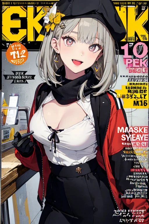 ))), (((ultra detailed))), (((masterpiece))), illustration,(Magazine cover-style illustration of a fashionable woman in a vibrant outfit), posing in front of a colorful and dynamic background. She has a confident expression and is holding a statement accessory, The text on the cover should be bold and attention-grabbing, with the title of the magazine and a catchy headline. The overall style should be modern and trendy, with a focus on fashion and lifestyle), 1girl,solo,looking at viewer, glossy skin, contrapposto, navel, midriff, necklace, female focus,model,medium breasts, ,street,in public,police hat, police uniform, handcuffs,short shorts, arms crossed, cool, see-through, ,jitome, ,underboob,floating hair, sexy ,fine fabric emphasis, dynamic pose, negative space:0.35, realistic:1.33,