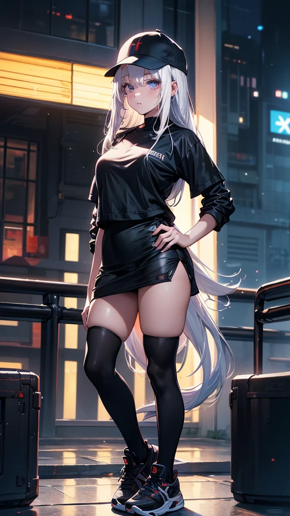 Top image quality Original Characters、icy、Volume Lighting、Silver long hair、X、summer clothing、Tokyo Underground Labyrinth、Grace Mogg、Particle