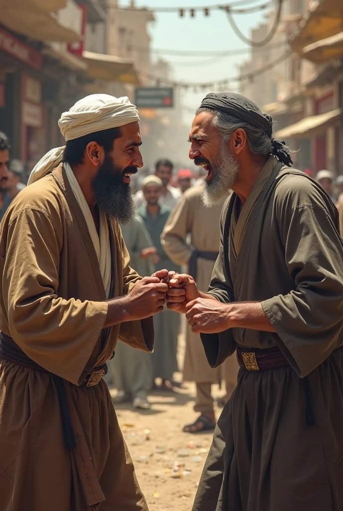 Two Arabs very angry at each other in the year 1950