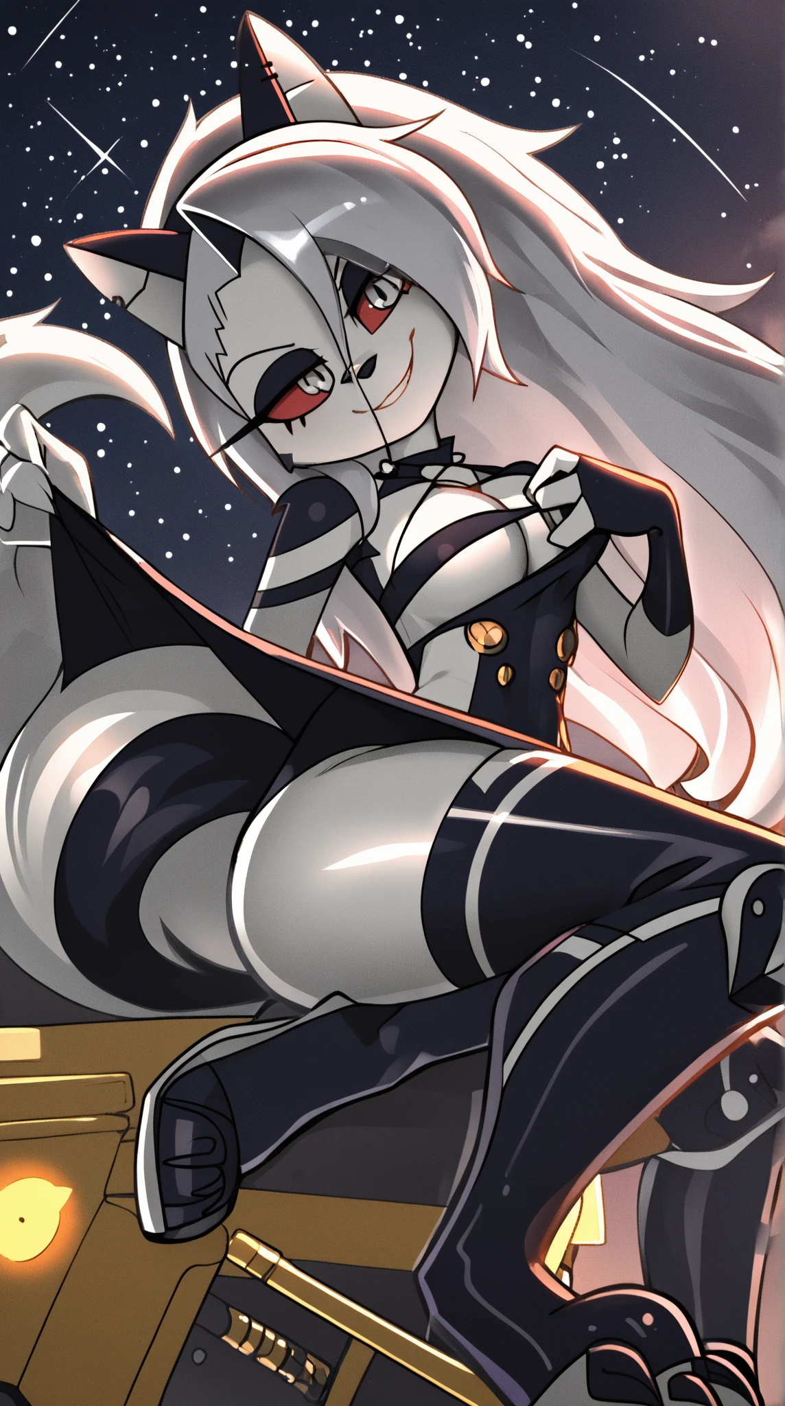 Black over-the-knee stockings，Bigboobs，circle glasses，edgBunny，bunnygirl