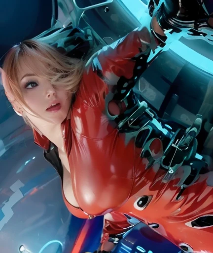 NSFW, 1girl, Sarada Uchiha, Cyberpunk, ((corpo inteiro):1.5), {((Uma mulher de pele escura))}, (30 anos) usando {((Arabic style translucent mechanical skin:1.2, with multiple intricate neon wires detailed with metal alloy, gostosa, seio grande, sexy, seios para fora, clothes with open zippers, Novo