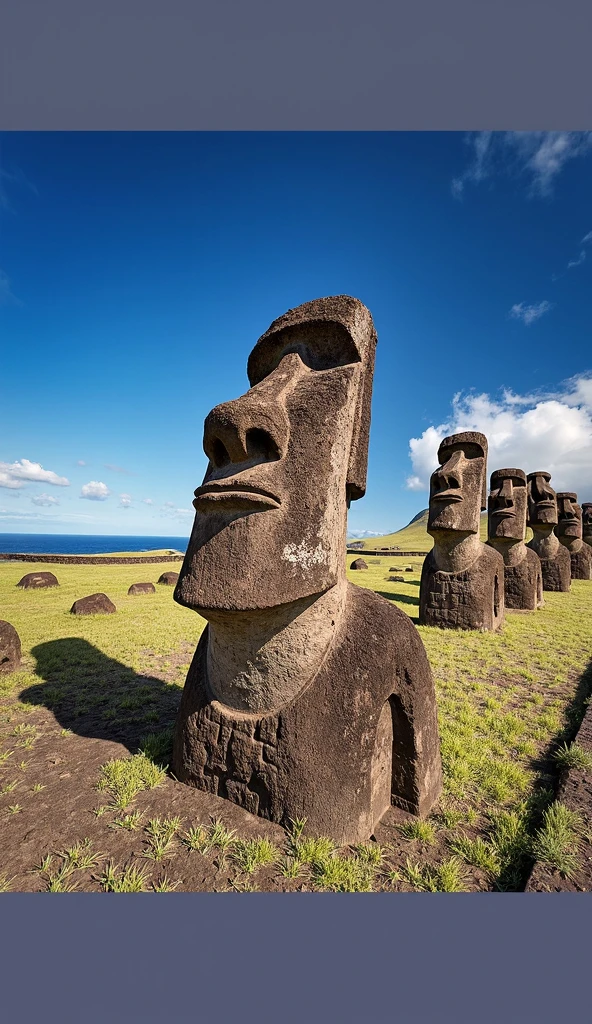 <lora:Moai - Isola di Pasqua_m0a1s:1> m0a1s laughing wearing a birthday part hat
