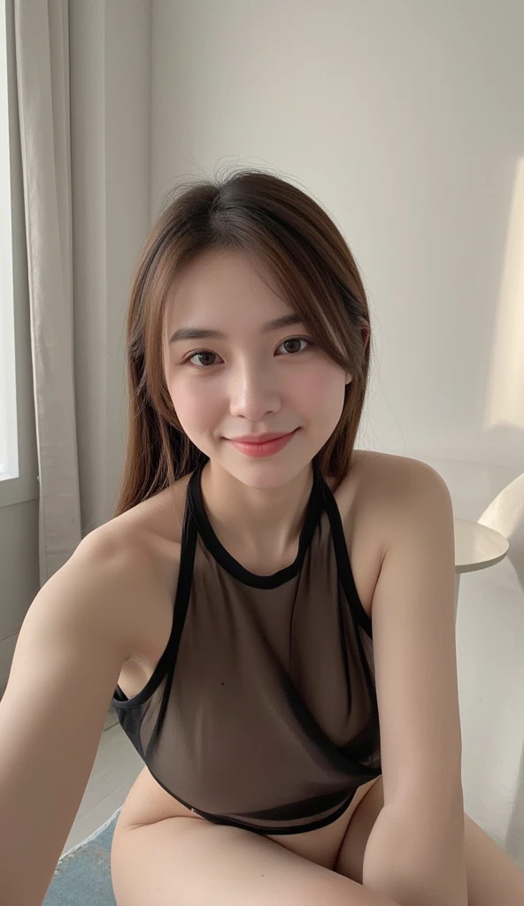 ((night scene, realistic light, best quality, 8K, Masterpiece: 1.3)), 1 woman, slim body beauty: 1.4, brown hair, (big: 1.3), off shoulder cut top: 1.3, Extraordinarily detailed face, Detailed eyes, Double eyelids, Disneyland, fountain, castle, fireworks, smile, rift