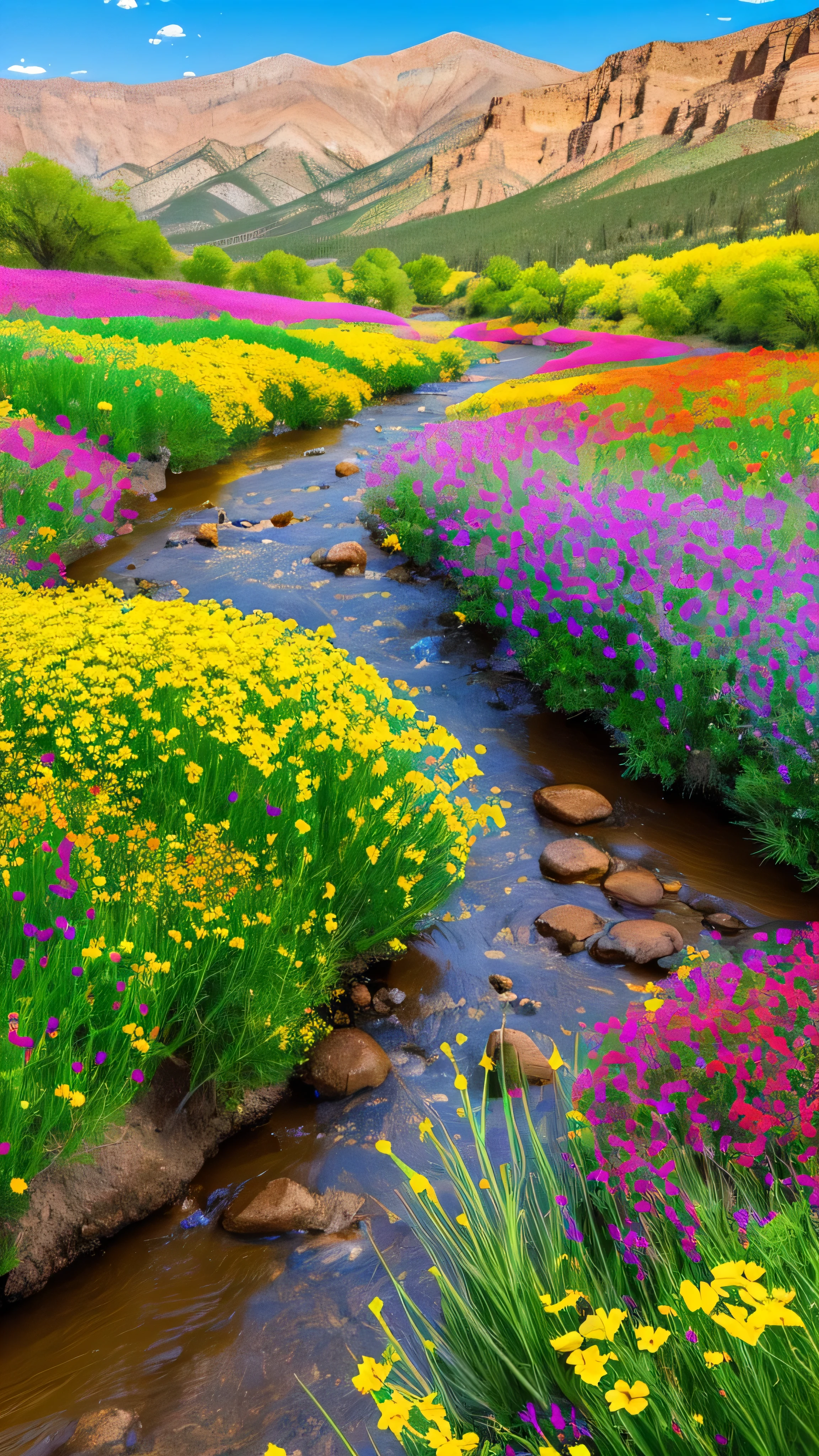 high image quality image では、 high image quality image 、(Extremely Impressive VecG Unity 8k wallpaper)、images of the Colorado River in flower season、Majestic Scenery 、Birds fly、Award Winning Photos、 in different colors、Inclusive 、high image quality、colorful flowers bloom profusely、、Precise flower fields、Put the 、fascinating and harsh situations that have become a hot topic{x}、 Deep Valley 。