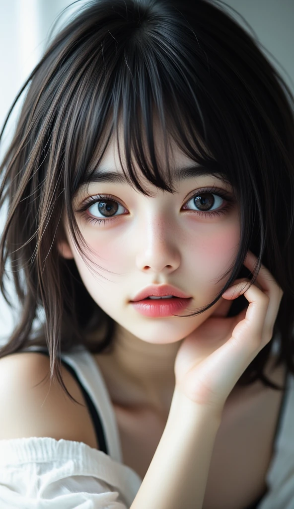 Alafed woman in black top and black bra, photorealistic anime girl render, Hyper realistic anime, soft portrait shot 8 k, 8K portrait rendering, kawaii realistic portrait, Stunning anime face portrait, photorealistic anime, Smooth Anime CG Art, 3 d anime realistic, realistic anime 3 d style, Anime Realism Style, anime realism