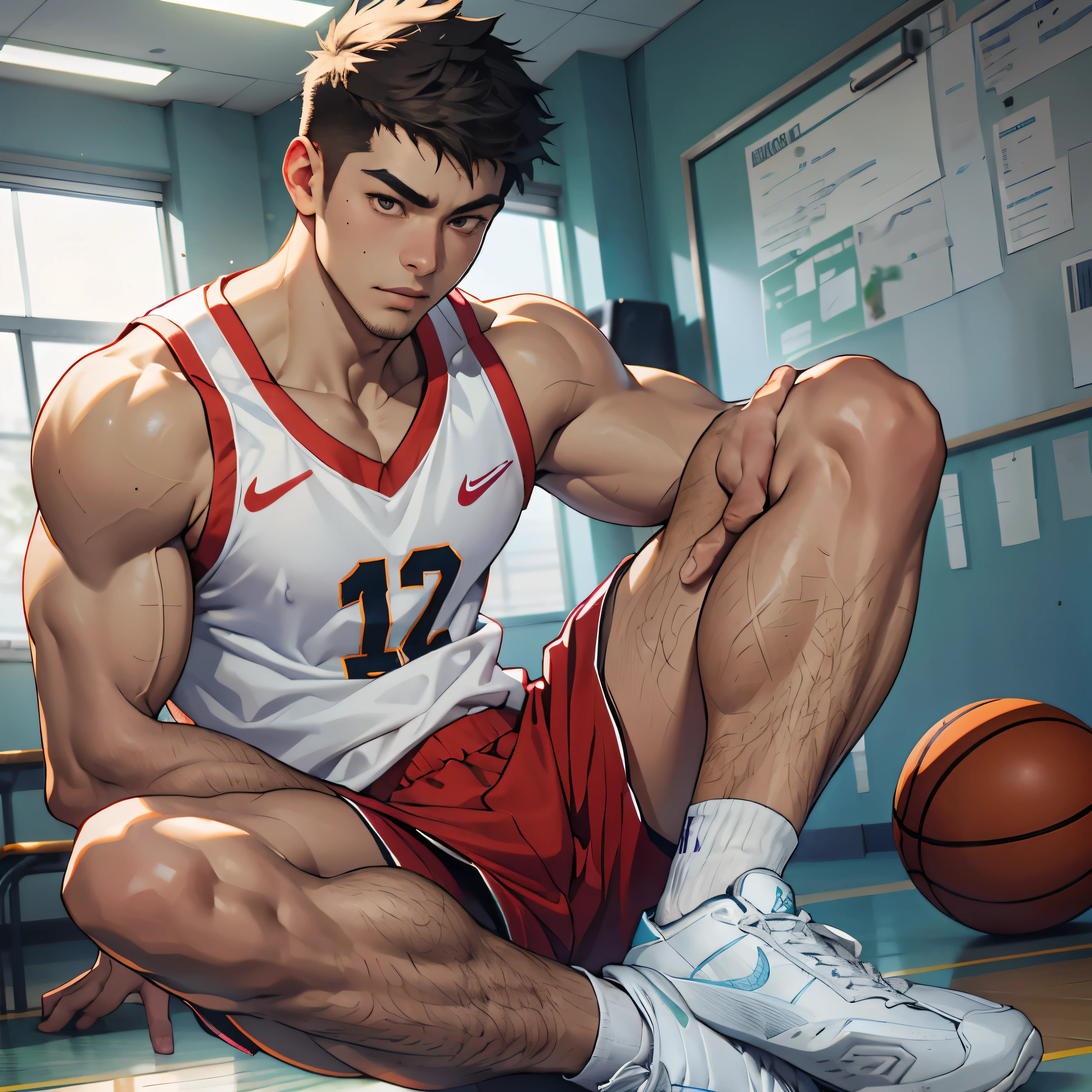 Libido boy，chineseidol，Shandong，18yr old，Graduated from high school，The skin is slightly dark，Wheat-colored skin，The skin is delicate and smooth，Blood vessels erupt，Sunshine Big Boy，Gay men，nakeness，genitalia erection，Loves to play basketball，masturbated，Wear basketball shoes，Wear a basketball vest，Lift the vest with one hand