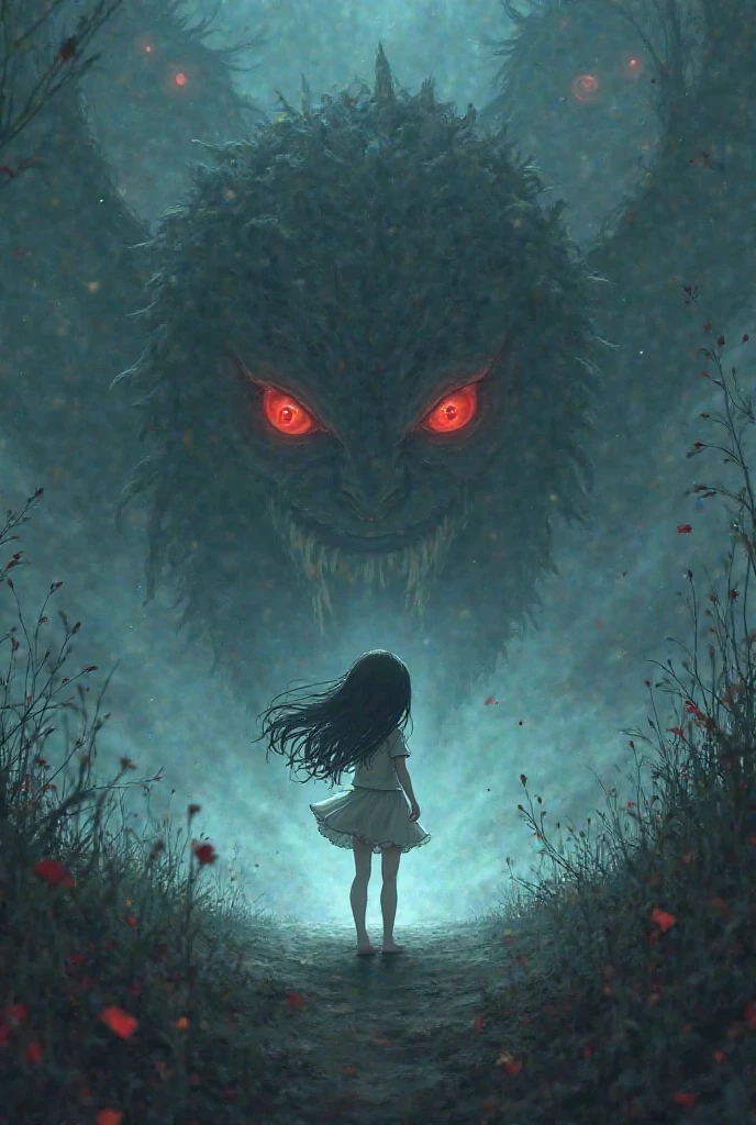 Doremon with horror looking 
Background with Suzuka 
