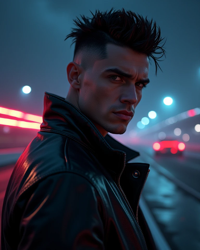 Change background Cyberpunk handsome realistic face 8k ultra realistic