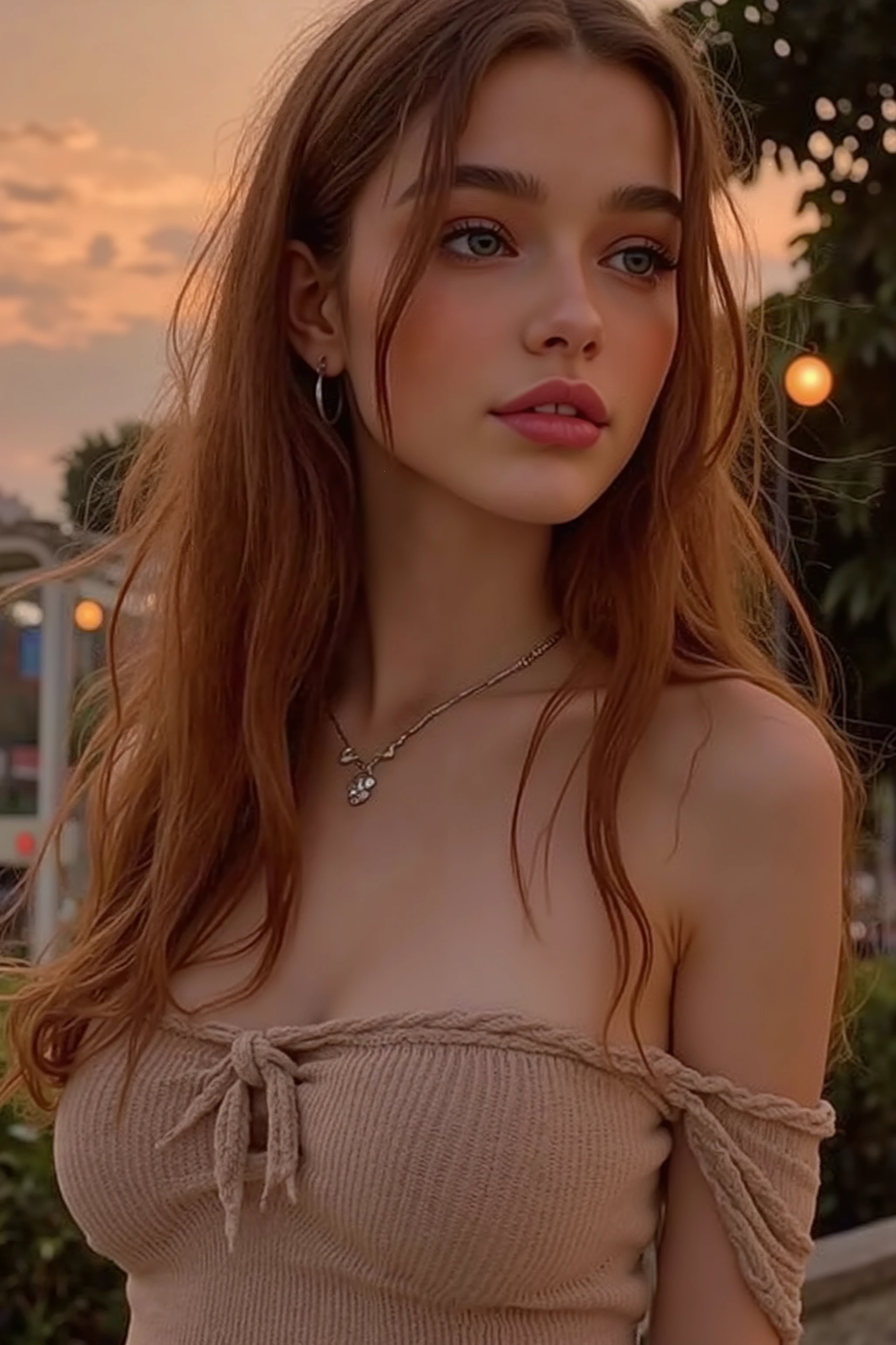 🌟 quality & silent:
masterpiece, 8k, ultra high resolution, hyperrealistic, very detailed, natural lighting, SLR lighting, SLR camera , Fujifilm XT3, film grain, Sharp concentration, perfect lighting.
🌌 Scene & background:
different backgrounds:
A romantic sunset on the beach, with warm, golden hues .
A dark, mysterious forest with moonlight, that falls through the trees.
A luxurious Bedroom with candlelight and silky curtains.
Ein urbaner background mit Neonlichtern und regennassen Straßen.
😈 model & Styling:
a young, wild girl with fiery red hair, different hairstyles such as flattop, quin tails, tri tails, pixie cut, expressive hair, single sidelock, hair pulled back, french braid, blunt bangs, ahoge, streaked hair, which in various Poses fall loose or styled are, and bright blue eyes . She is wearing a lightweight , torn dress made of natural materials, that underlines her free and independent nature.
🔥 Pose & Mood:
Different sensual facial expressions:
she looks directly at the camera , with a seductive smile and half-closed eyes.
She bites her lower lip, with a playful and tempting look.
She tilts her head slightly to the side, with a dreamy and sensual expression.
She looks over her shoulder, with a mysterious and intense look.
Die Mood ist sinnlich, seductive and full of emotions.
💋 Brief summary 💋
"a young, wild girl with fiery red hair and bright blue eyes in verschiedenen Porträtaufnahmen bis zur Brust. It shows sensual facial expressions against different backgrounds, from a romantic sunset on the beach to a dark, mysterious forest. Die Scene ist hyperrealistic, hochdetailliert und in 8k-quality, with a sensual and seductive expression Atmosphere."
